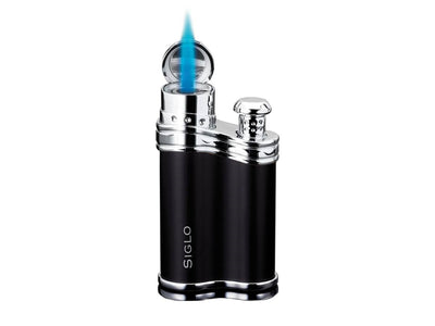 Siglo Bean Shaped Lighter nero opaco vista laterale regolatore di fiamma