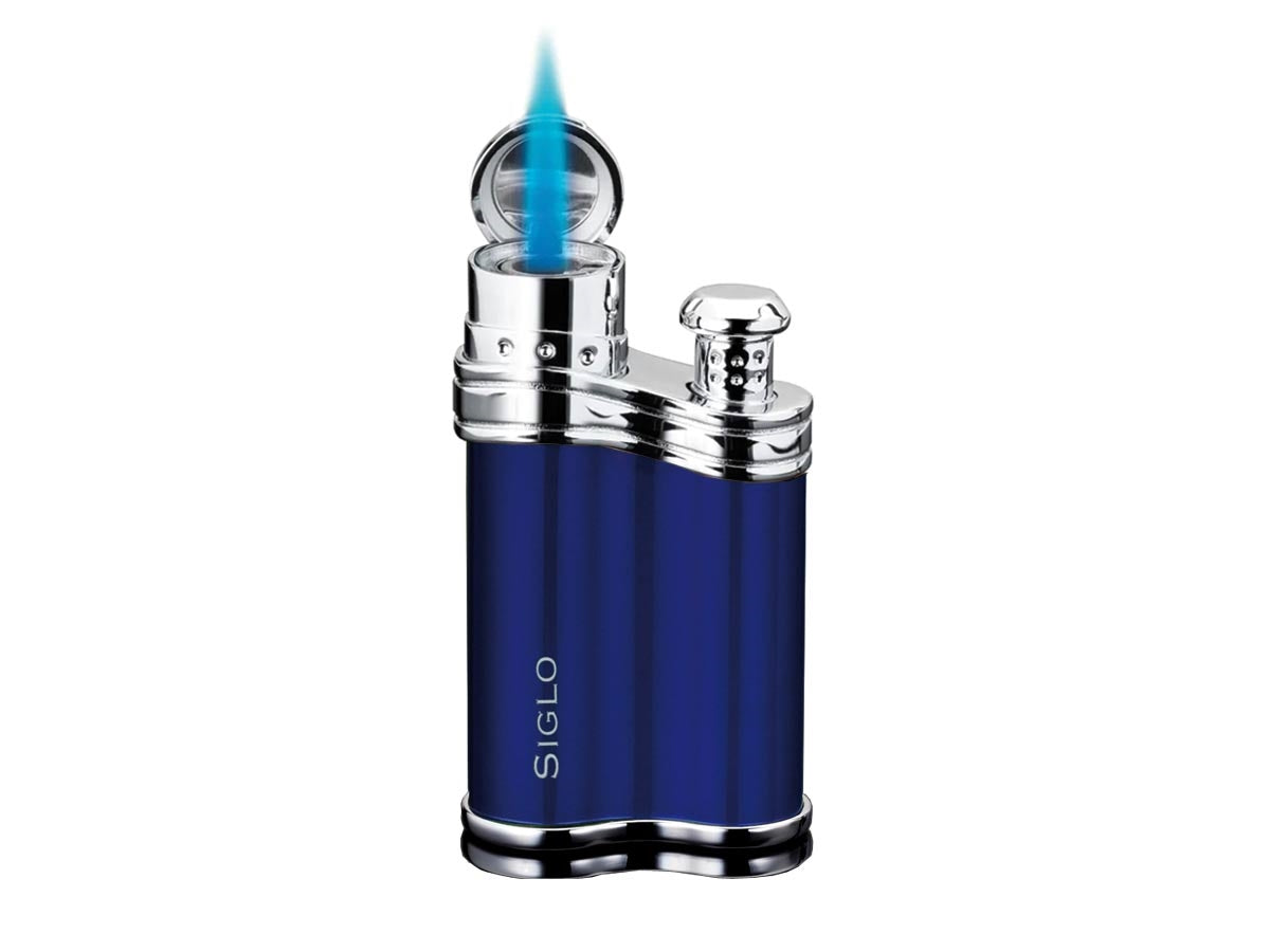 Siglo Bean Shaped Lighter blu metallizzato vista laterale