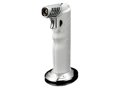 Accendino da tavolo Siglo Oval bianco doppia fiamma jet e morbida forma ovale