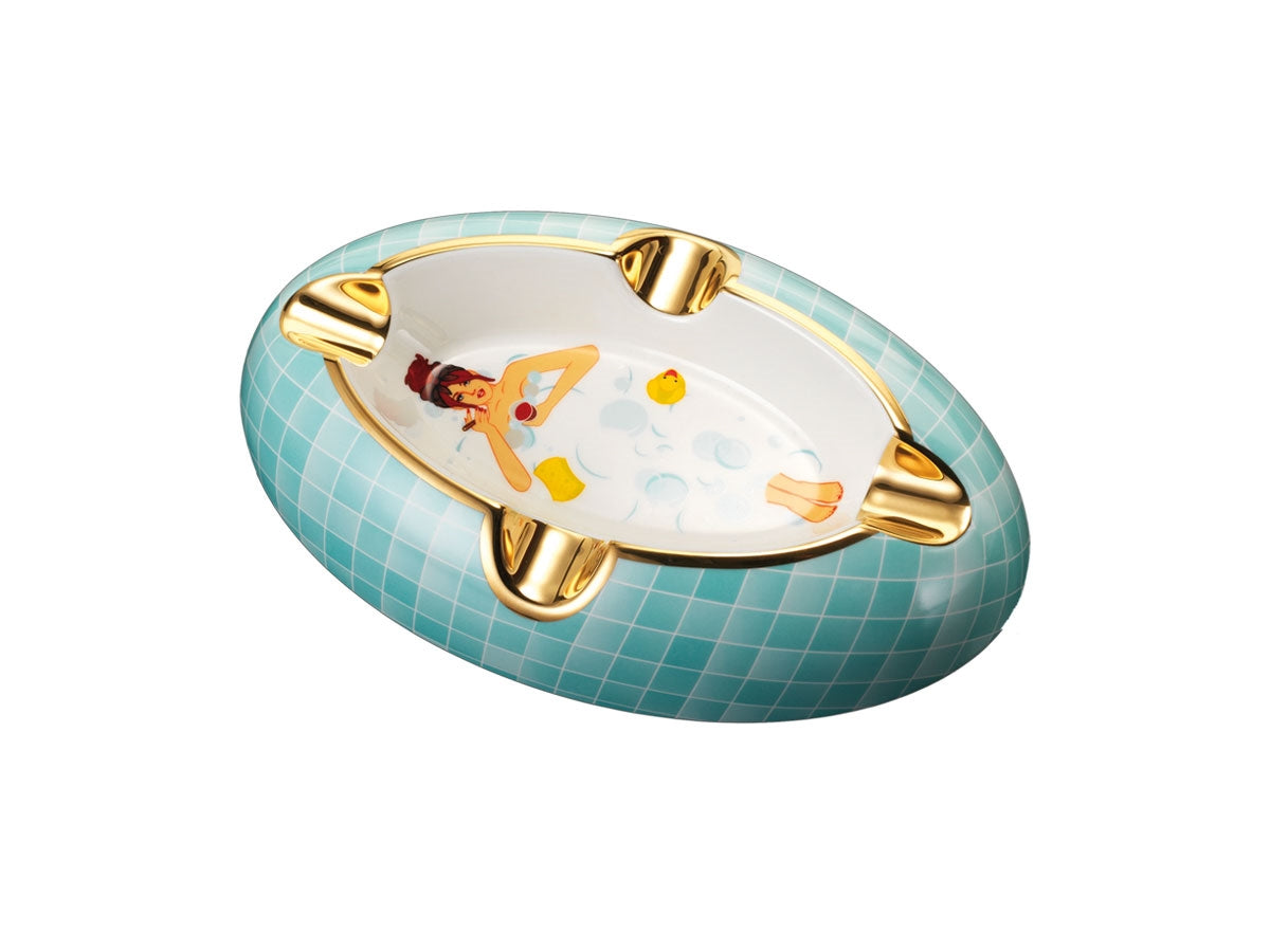 Posacenere Siglo Bath Time fine bone china decorazione Lady Pin Up 17,5x21,5 cm