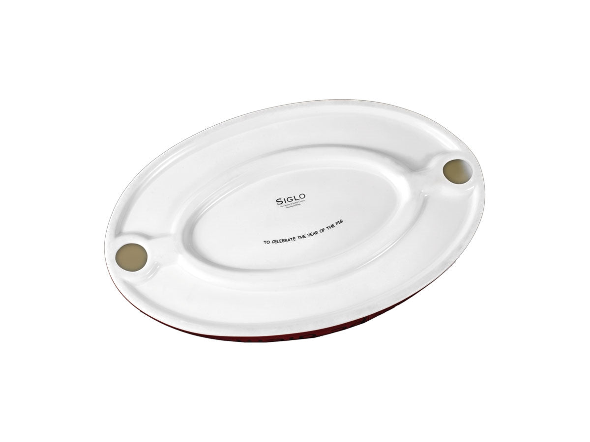 Siglo Year of the Pig vista dall'alto bordi rossi blu dorati 17,5x27,5 cm