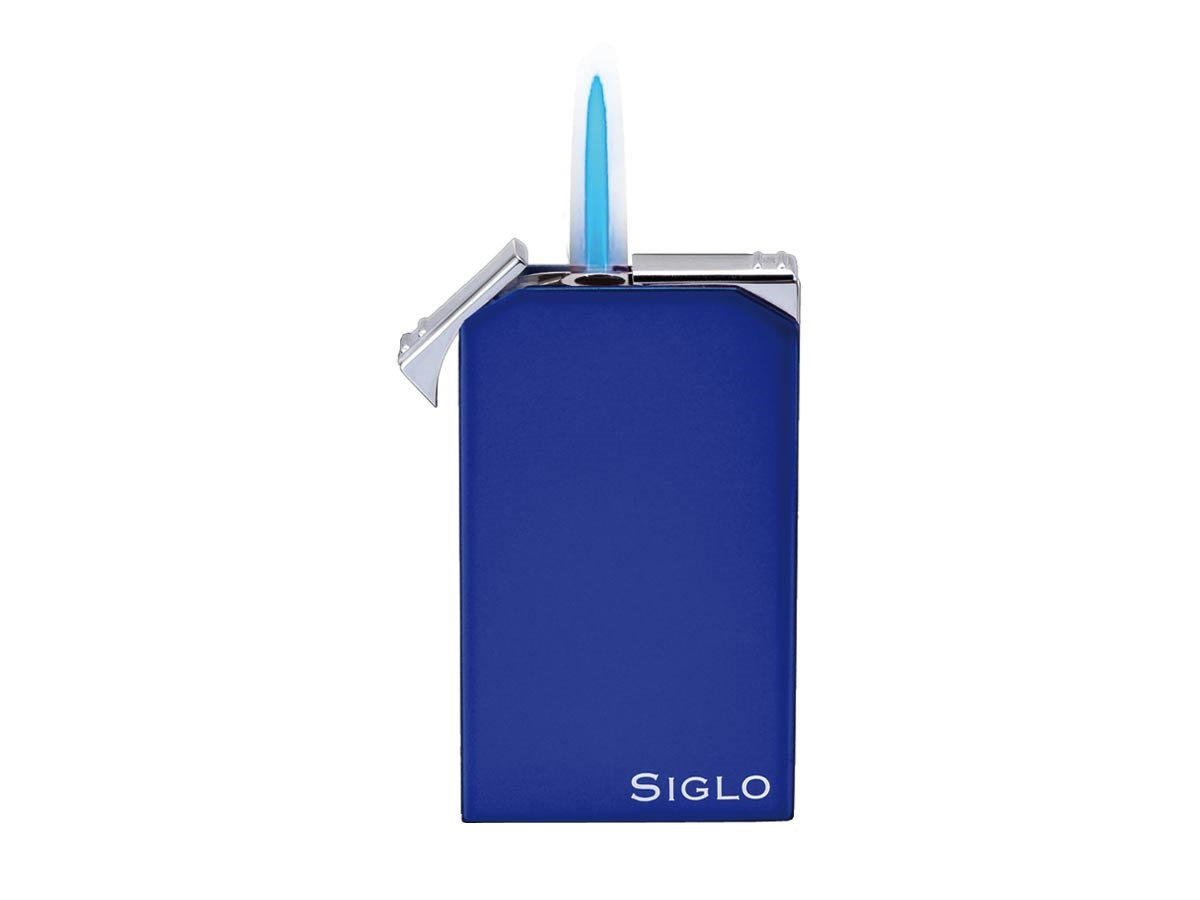 Siglo Twin Flame Lighter blu vista laterale regolatore di fiamma