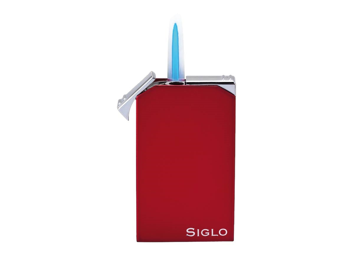 Siglo Twin Flame Lighter rosso vista laterale regolatore di fiamma