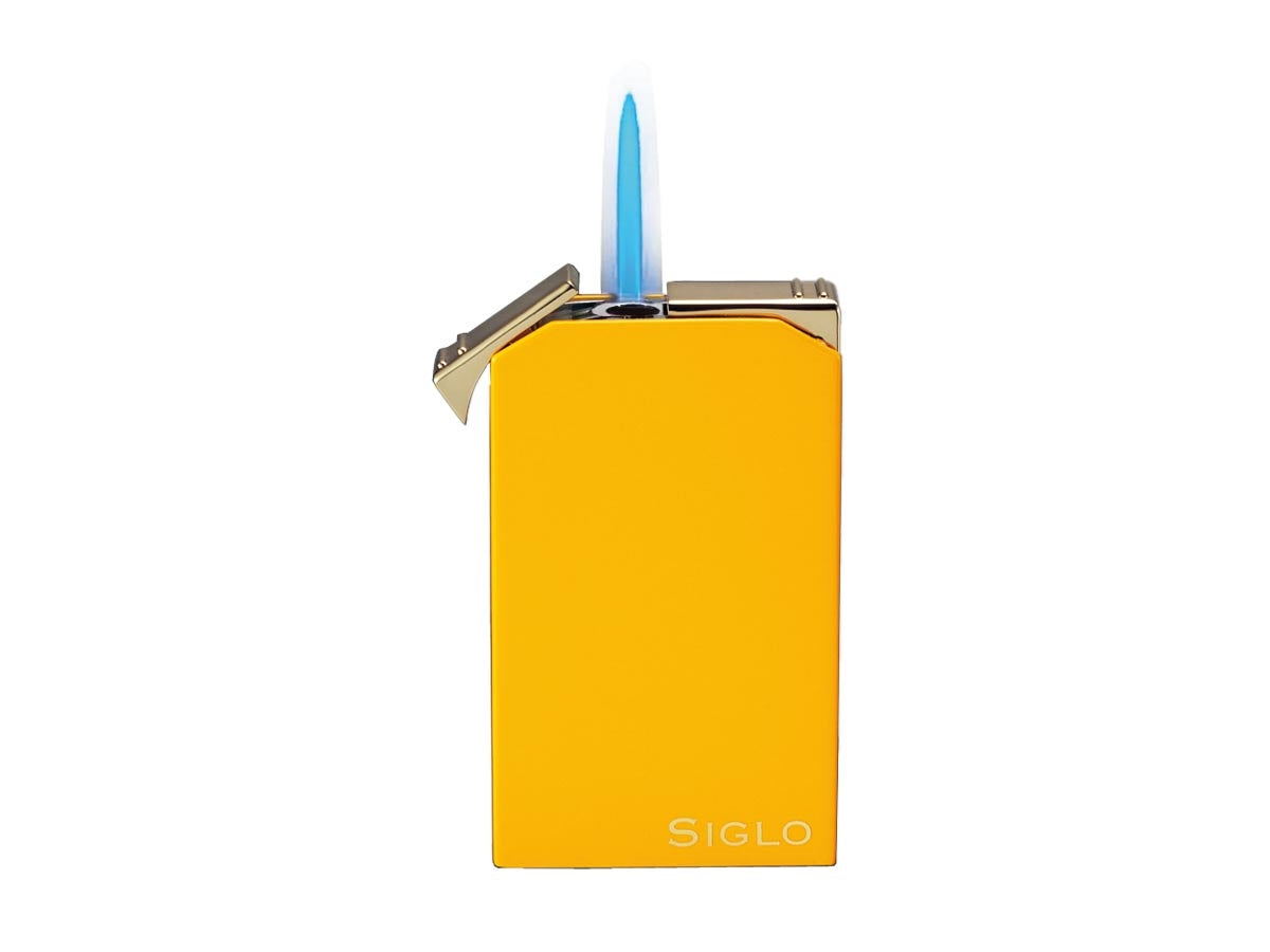 Siglo Twin Flame Lighter giallo vista laterale regolatore di fiamma