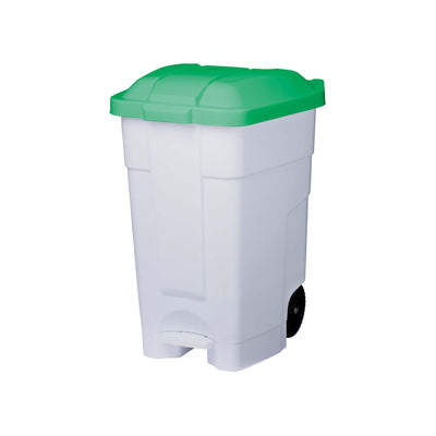 Bidone Polietilene Coperchio Verde con Ruote e Pedale 70 Litri