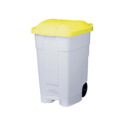 Bidone Polietilene Coperchio Giallo con Ruote e Pedale 70 Litri