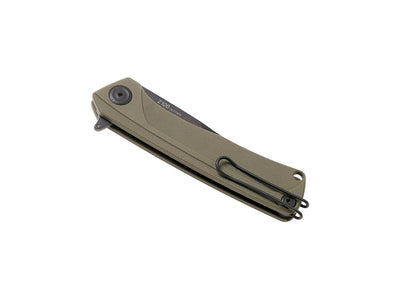 Dettaglio lama Sleipner DLC ANV Z100 G10 verde oliva lumi dot clip