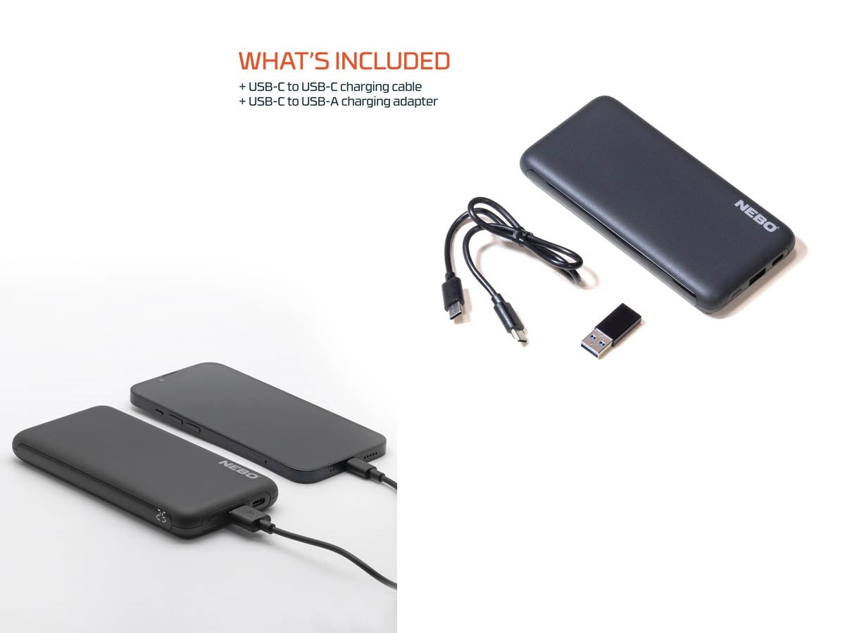 NEBO 10K POWERBANK PBK-0019 - porte USB-A e USB-C PD per ricarica rapida