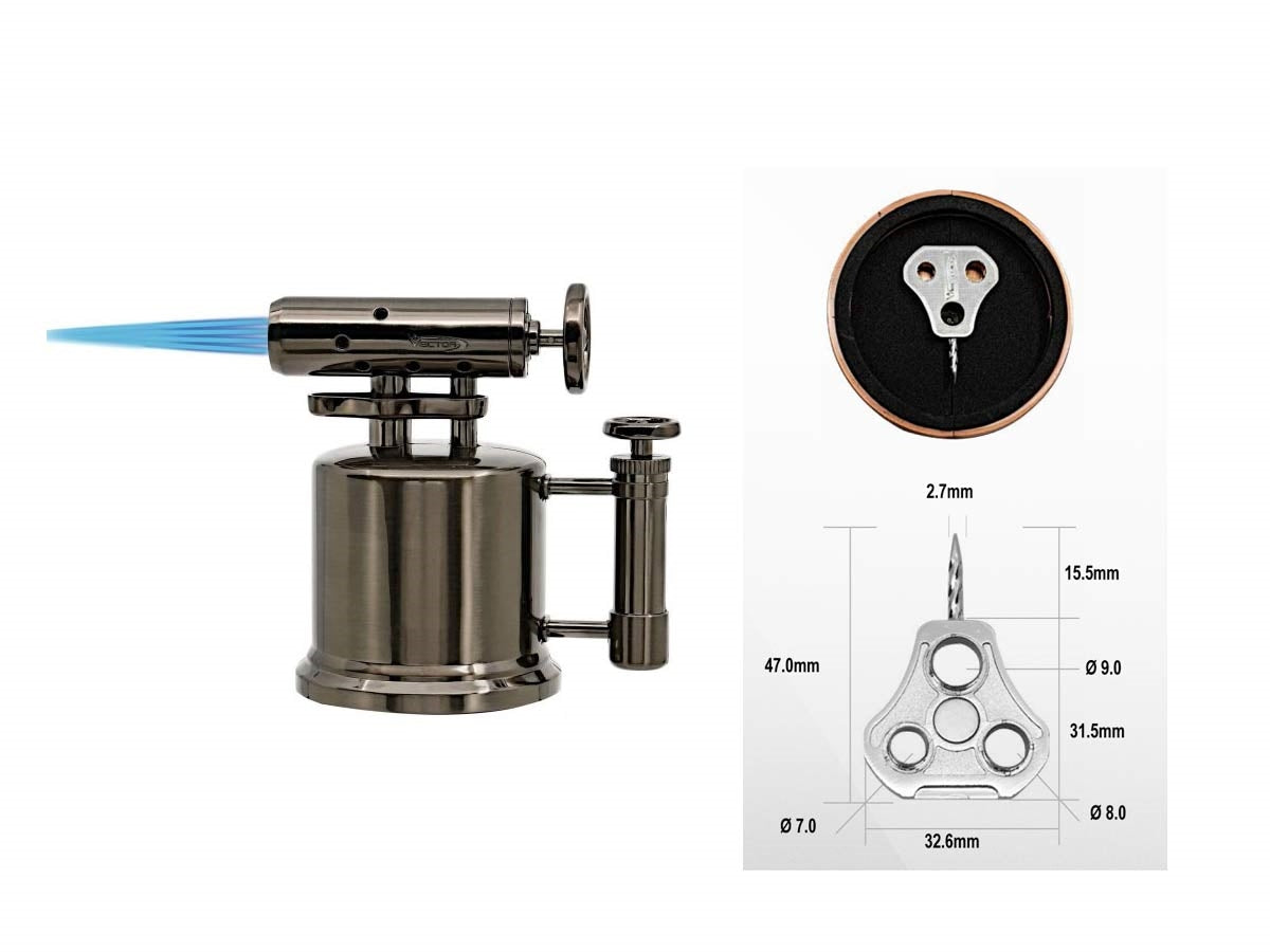 Vector Quadpump copper satin dettaglio meccanismo fiamma