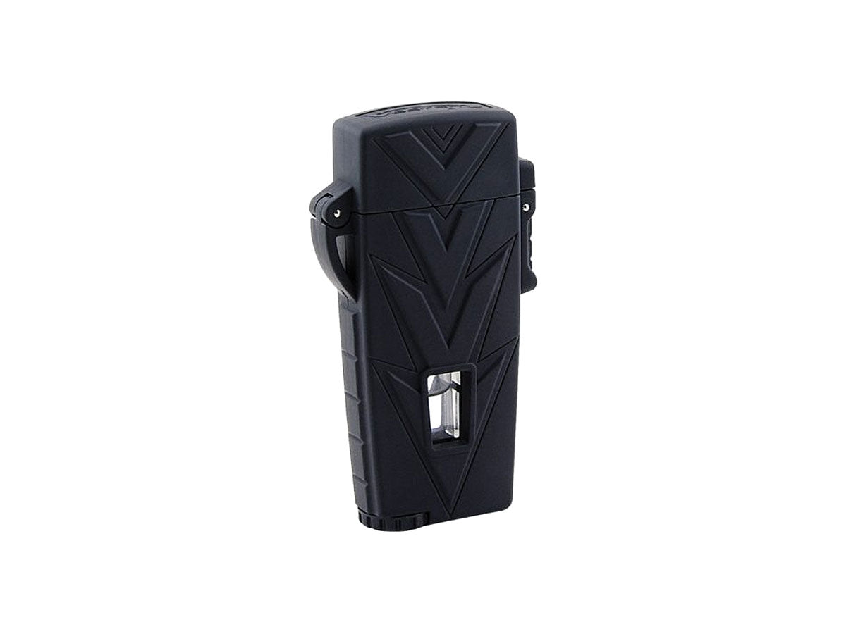 Vector Retro accendisigari jet flame black rubber matte vista frontale