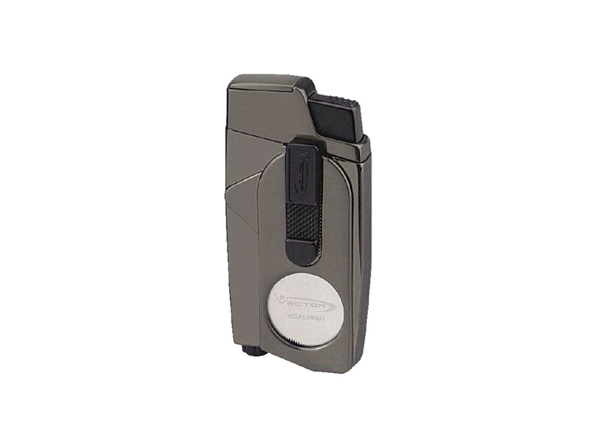 Vector Xcaliber accendisigari dual jet gunmetal satin con tagliasigari ghigliottina
