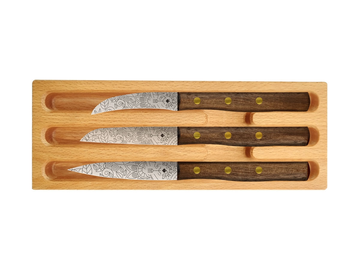 Pikas Zöppken Style Set 3Pz C/Custodia Legno Walnut Mosaik