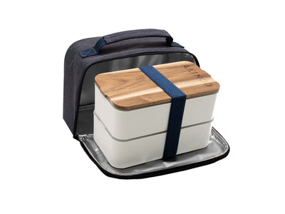 Akinod Bento + Lunch Bag 11H58 Blanc / Blue