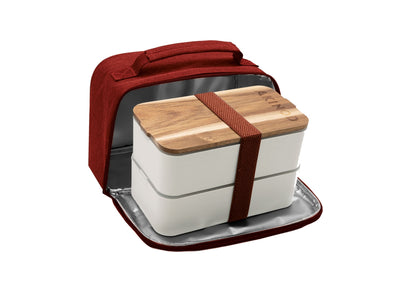 Akinod Bento + Lunch Bag 11H58 Blanc / Terracotta