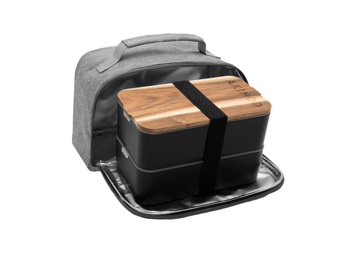 Akinod Bento + Lunch Bag 11H58 Noir / Gris