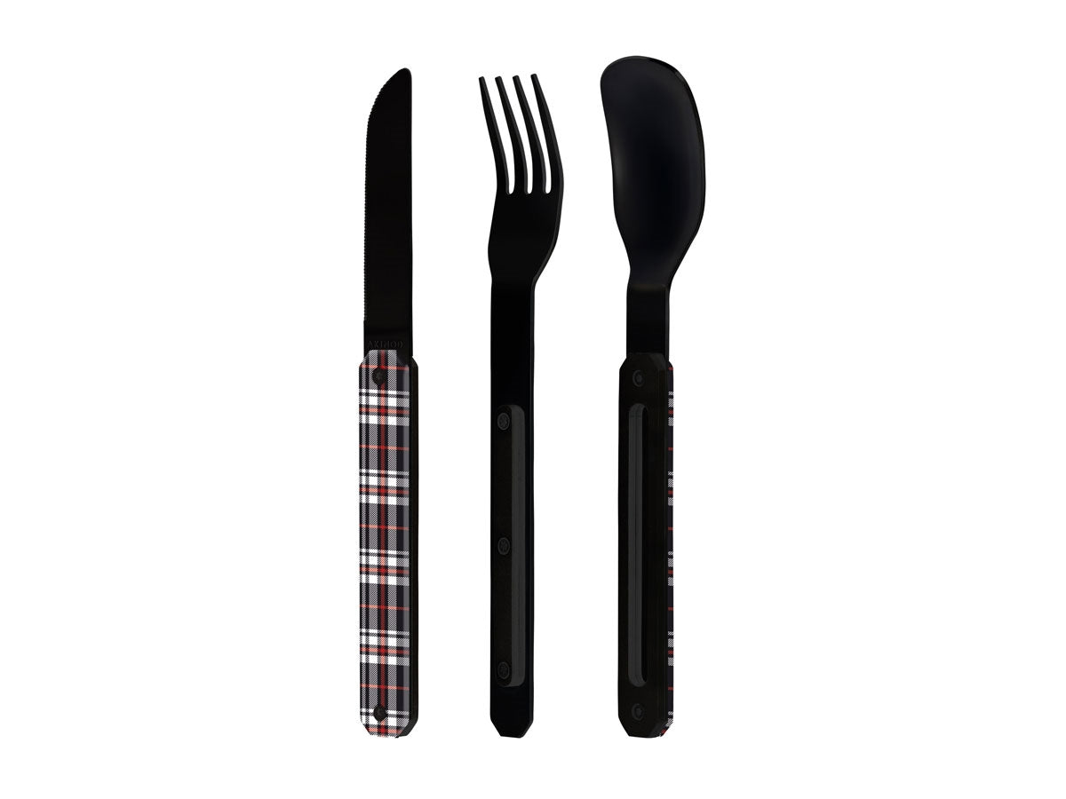 Akinod Magnetic Straight Cutlery 12H34 Black Mirror Tartan Rouge - foto 2