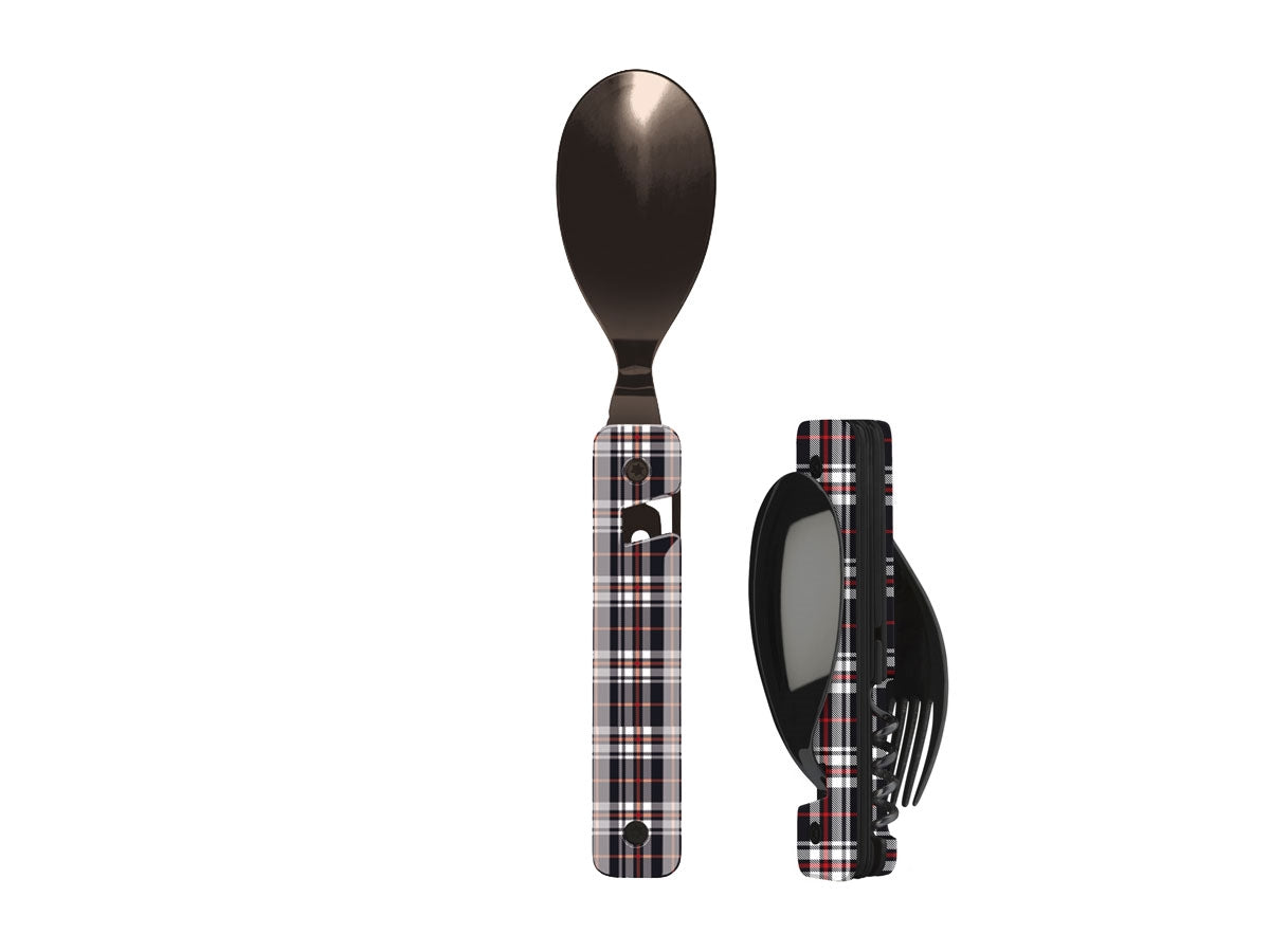 Akinod Multifunction Cutlery 13H25 Black Mirror Tartan Bleu