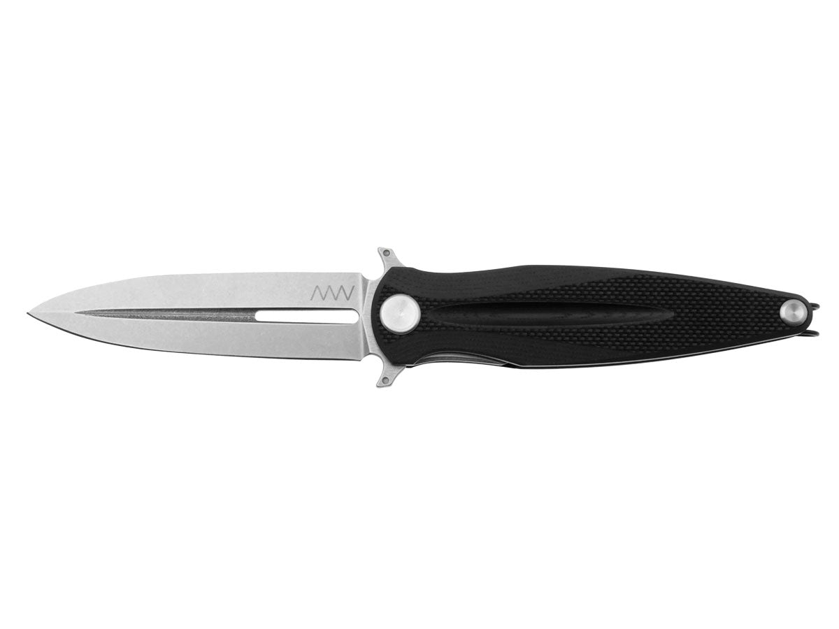 ANV Z400 BB Sleipner STW G10 nero ANVZ400-011, vista frontale lama daga stonewash