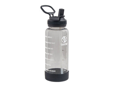 Bottiglia Takeya Tritan Motivational 950 ml Stormy Black con indicatori orari e cannuccia pieghevole