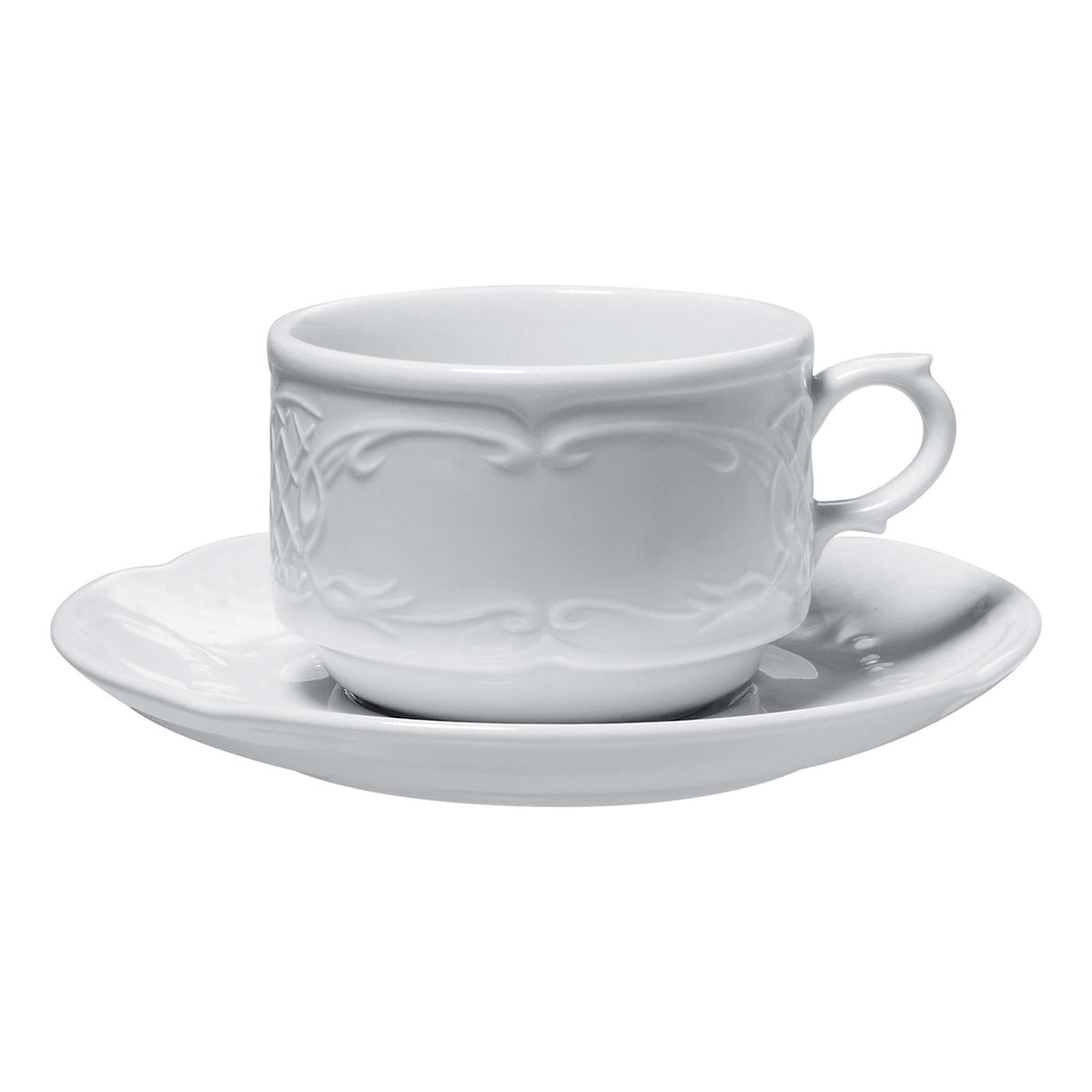Gural Flora Tazza Colazione Impilabile in Porcellana Bianca 25 cl 12 Pezzi