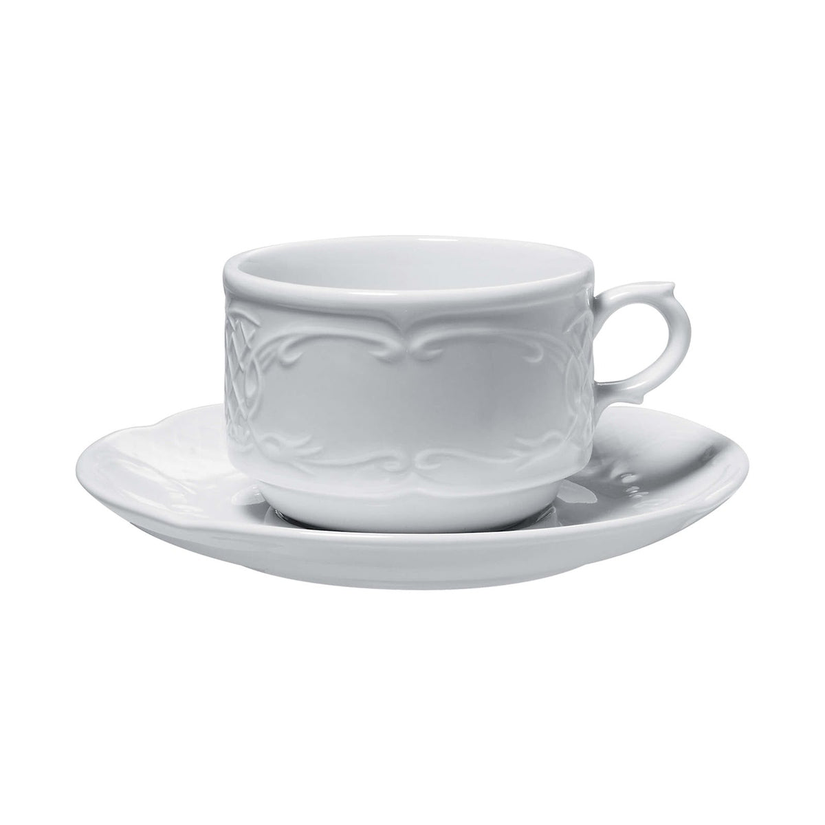 Gural Flora Tazza Tè Impilabile in Porcellana Bianca 22 cl 12 Pezzi