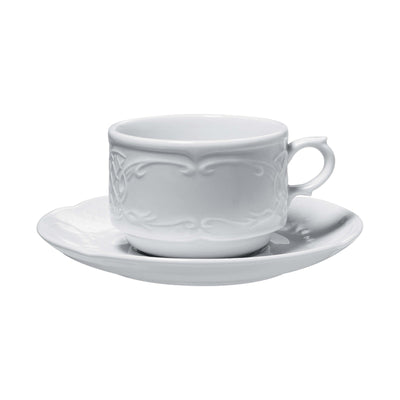 Gural Flora Tazza Tè Impilabile in Porcellana Bianca 22 cl 12 Pezzi