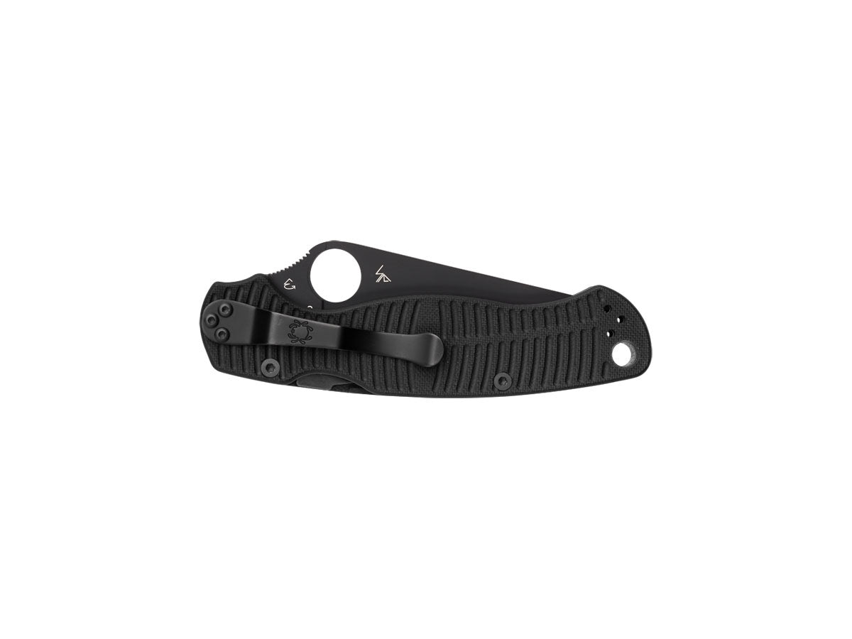 Spyderco Para Military 2 Salt C81GMCBKP2 dettaglio lama MagnaCut DLC e texture peel-ply