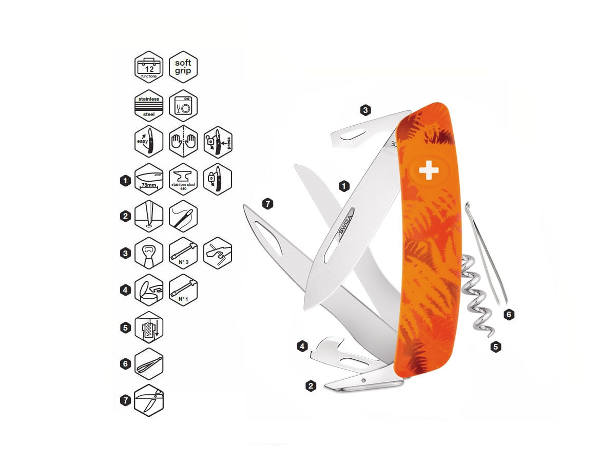 Swiza C07 Camouflage Scissors Orange Fern (KNI.0110.2060) - foto 2