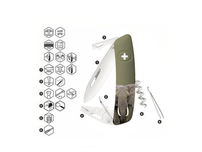Swiza TT03 Tick Tool Wildlife Elephant Olive (KNI.0070.WO08) - foto 2