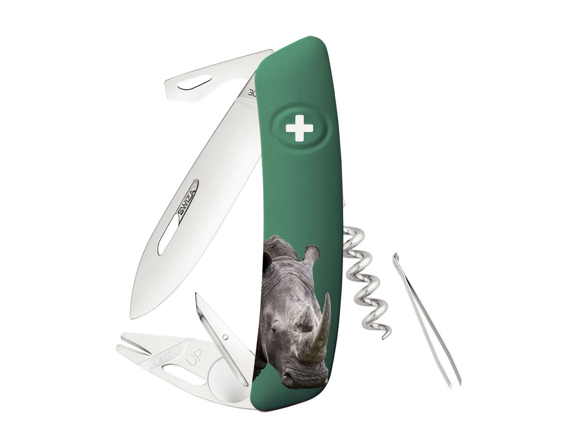 Swiza TT03 Tick Tool Wildlife Rhinoceros Green (KNI.0070.WO07)