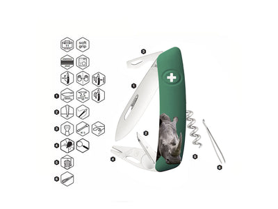 Swiza TT03 Tick Tool Wildlife Rhinoceros Green (KNI.0070.WO07) - foto 2