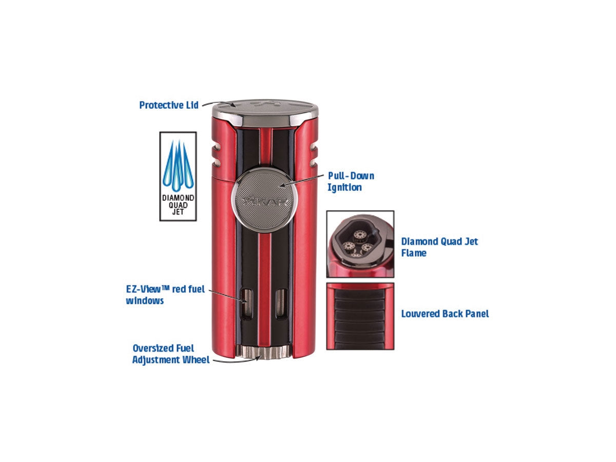 Xikar Accendisigari HP4 Quad (574RD) Daytona Red - foto 2