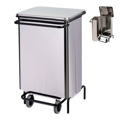 Bidone in Acciaio Inox con Pedale e Apertura a Libro 70 Litri 48x42 H 75 cm