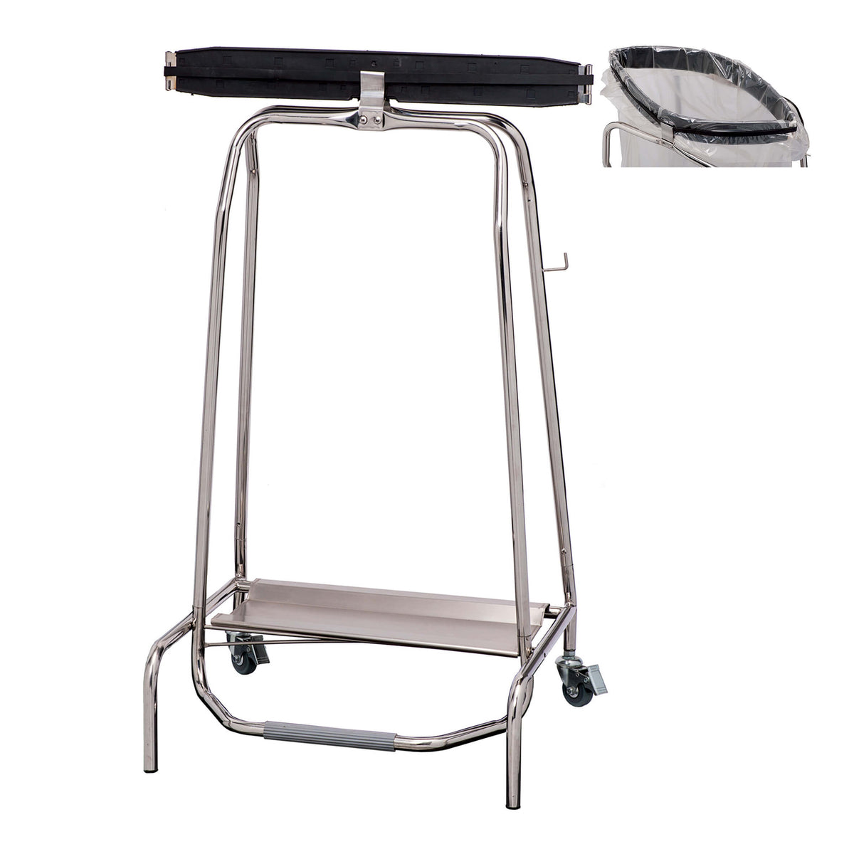 Portasacco Mobile in Acciaio Inox con Chiusura Ermetica 110 Litri 60x45 H 96 cm