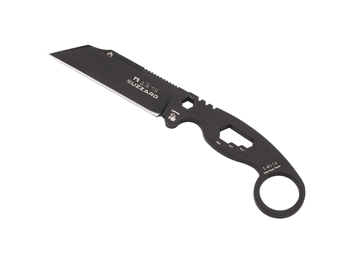 Hydra Knives Buzzard Black Vulture  HK-01-BLACK-SBR Brown Sheath