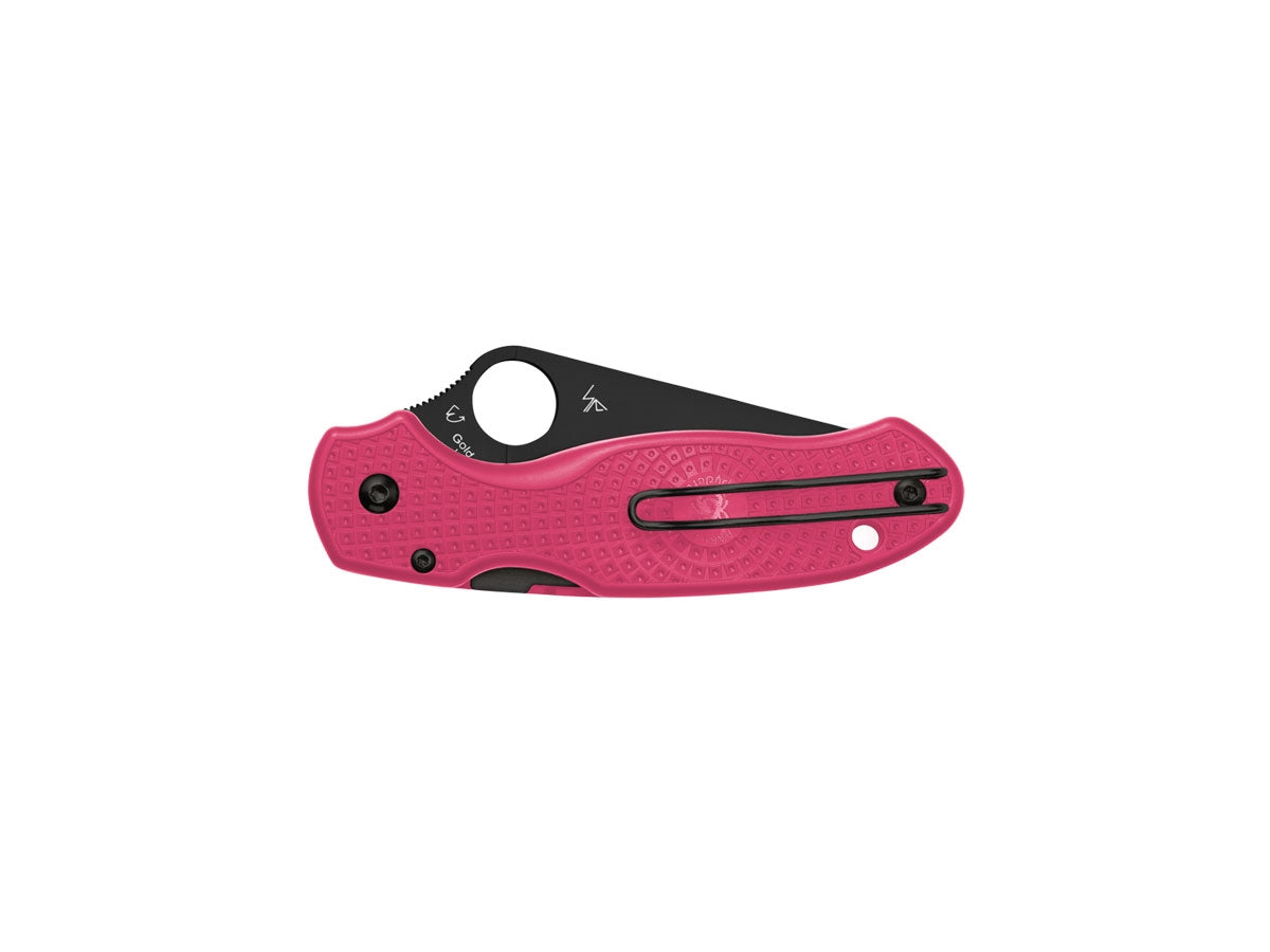 Spyderco Para 3 C223PPNBK dettaglio contrasto lama nera e manico FRN rosa