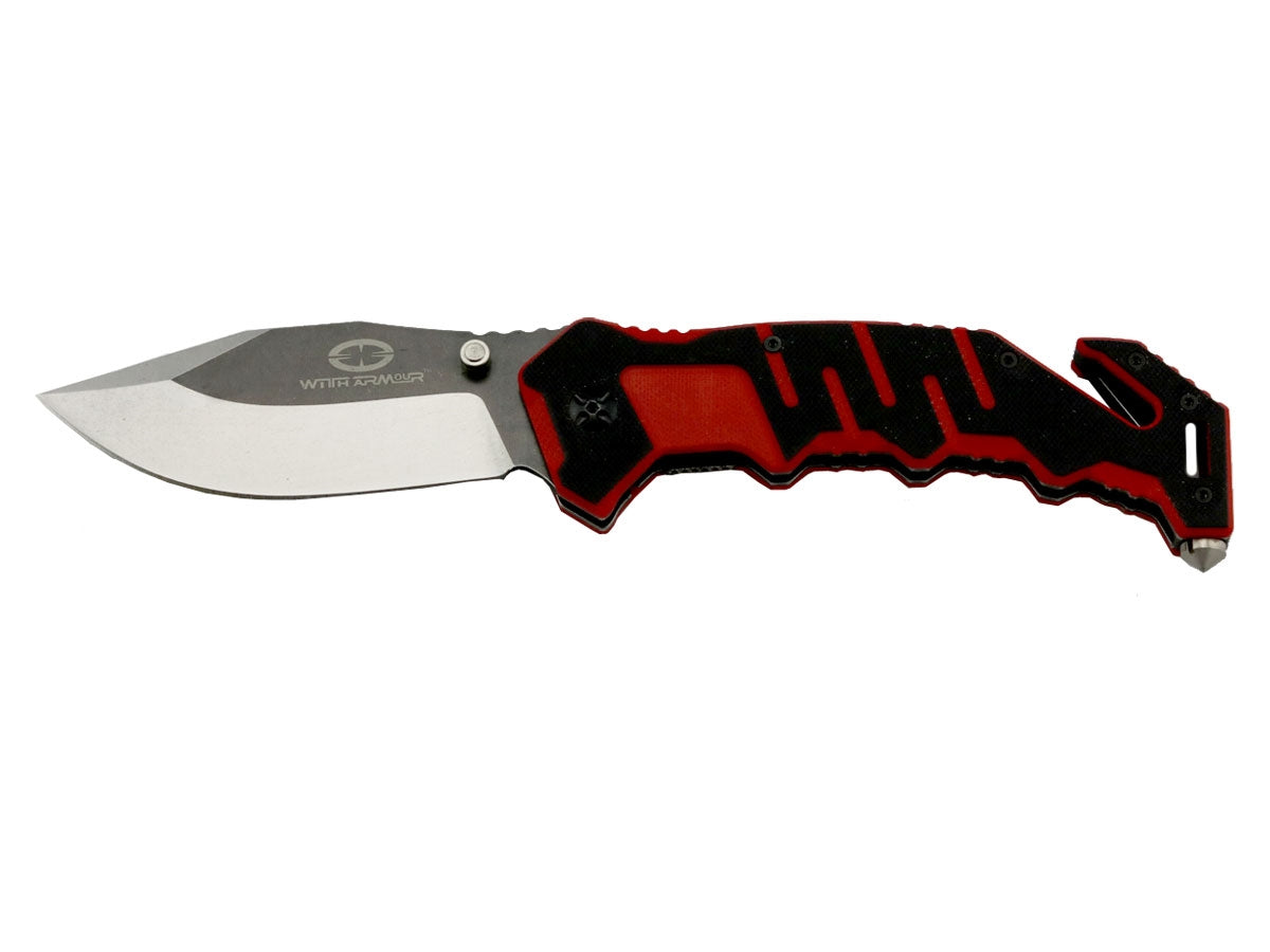 WithArmour Rescuer Black Red WA-045BR – coltello tattico 440C G-10 oversize