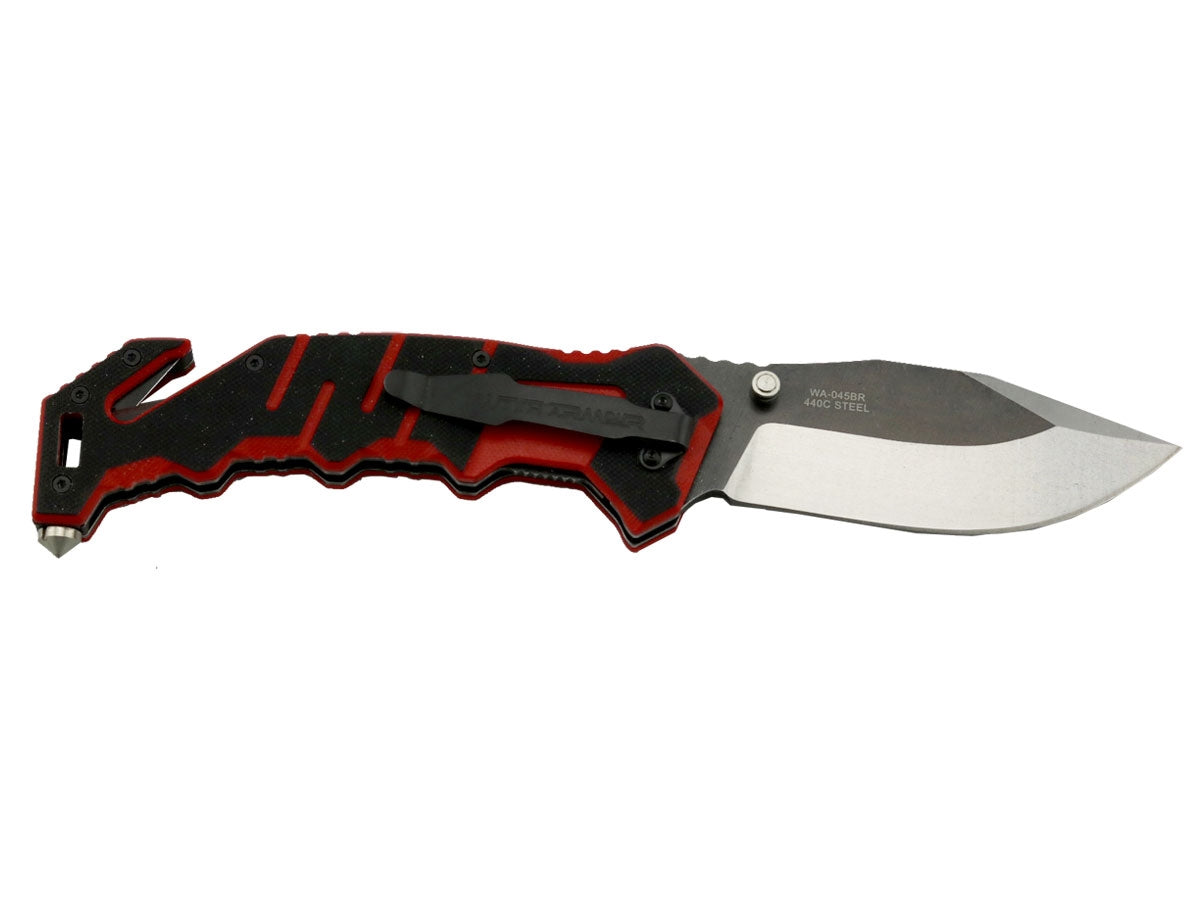 WithArmour Rescuer Black Red WA-045BR – manico G-10 con taglia-cinghia integrato