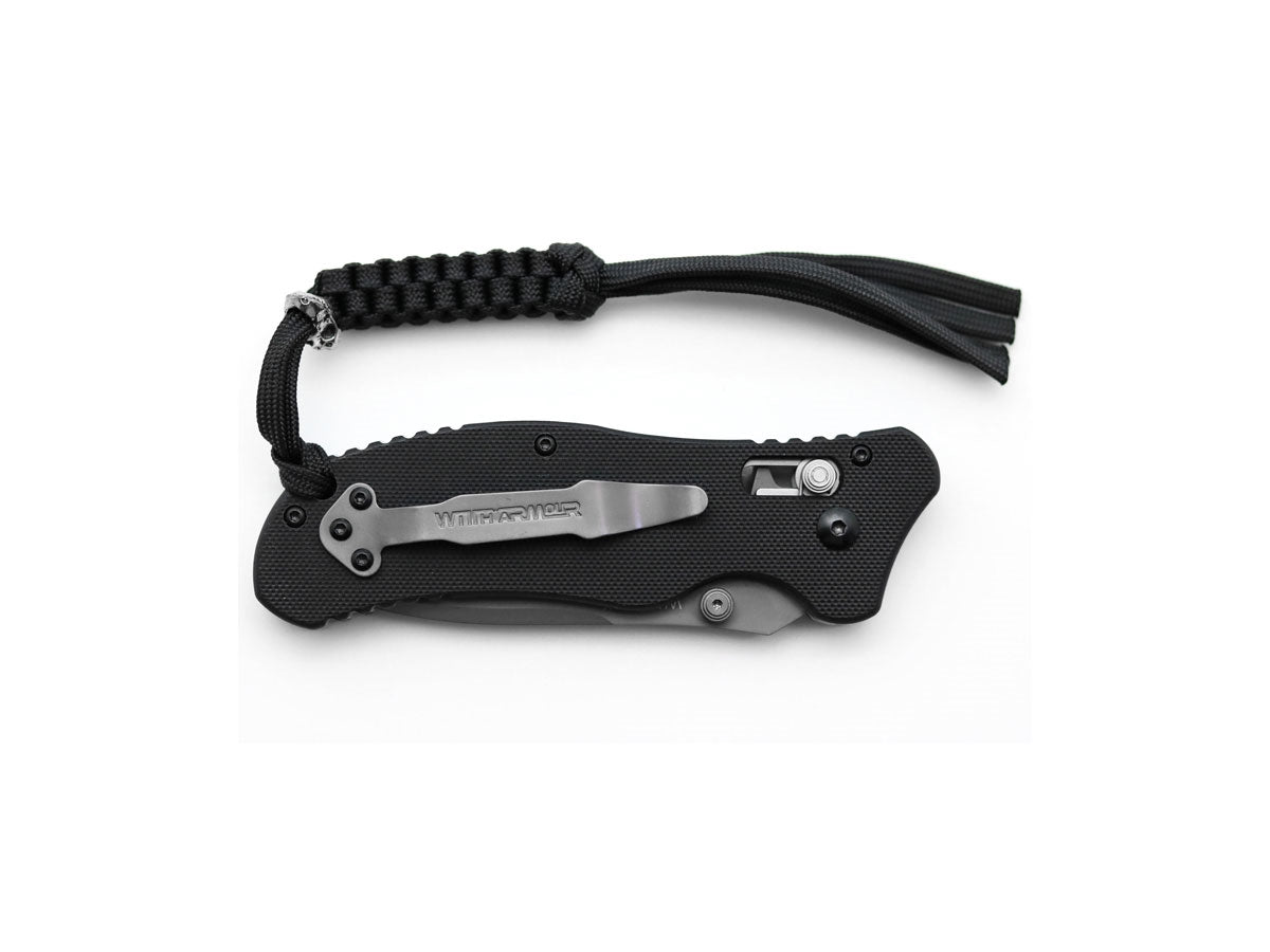 WithArmour Eagle Claw EDC Black WA-041BK – dettaglio clip tip-up e manico G-10