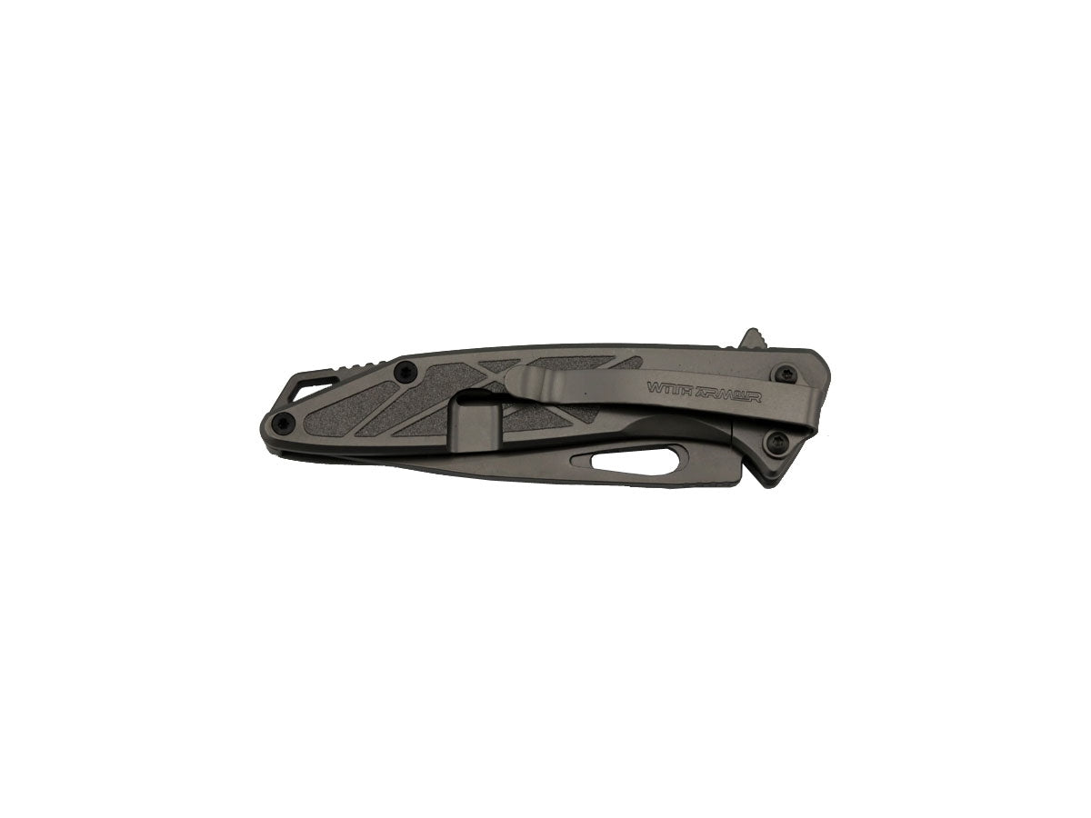 WithArmour Finches Gray WA-047GY – dettaglio flipper apertura e clip tip-down