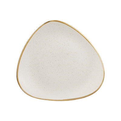 Churchill Stonecast Bianco Puntinato Piatto Piano Triangolare in Ceramica 26,5 cm 12 Pezzi