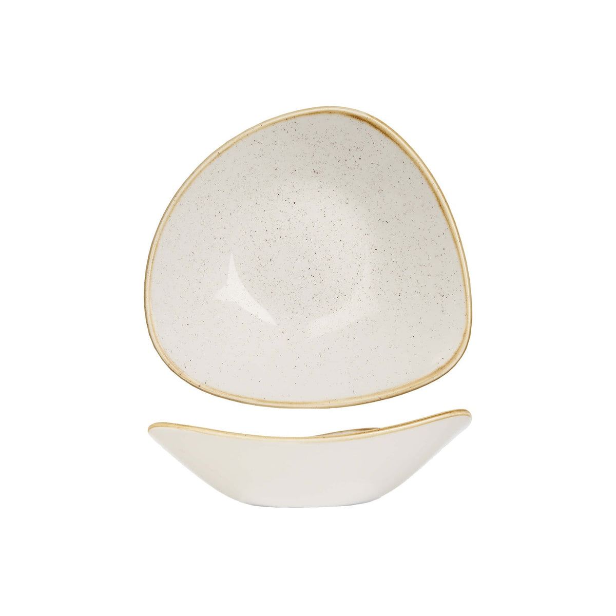 Churchill Stonecast Bianco Puntinato Piatto Fondo Coppa Triangolare in Ceramica 23,5 cm 12 Pezzi