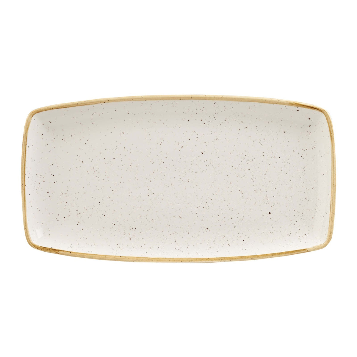 Churchill Stonecast Bianco Puntinato Vassoio Rettangolare in Ceramica 35x18,5 cm 6 Pezzi
