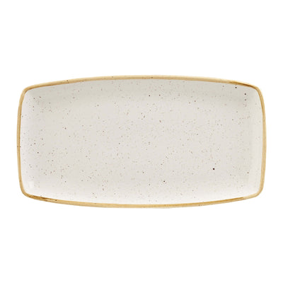 Churchill Stonecast Bianco Puntinato Vassoio Rettangolare in Ceramica 35x18,5 cm 6 Pezzi