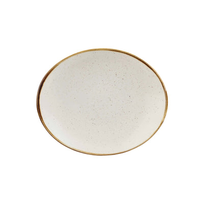 Churchill Stonecast Bianco Puntinato Vassoio Ovale in Ceramica 19,2x16,4 cm 12 Pezzi