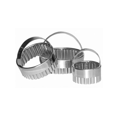 Tagliapasta Festonati in Acciaio Inox con Manico Set 3 Pezzi Ø 4,8 6,6 7,8 cm