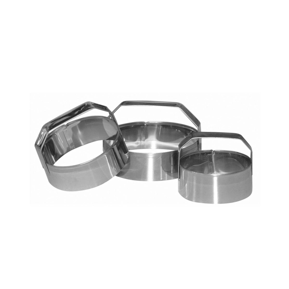 Set 3 Tagliapasta Lisci in Acciaio Inox con Manico Ø5,4 Ø6,3 Ø7,6 cm