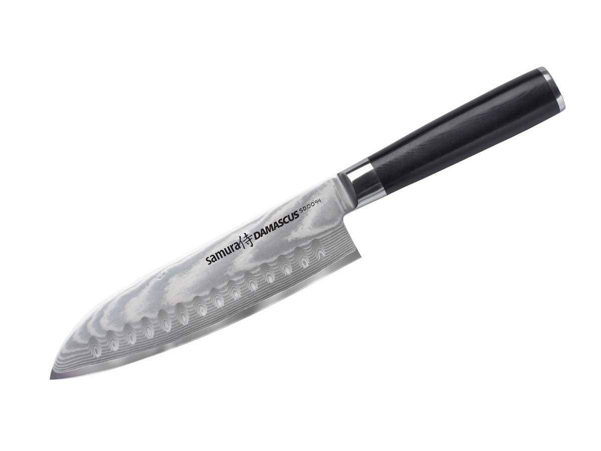 Samura Damascus Santoku C/Alveoli (Santoku knife hollow ground) Cm.18 SD-0094