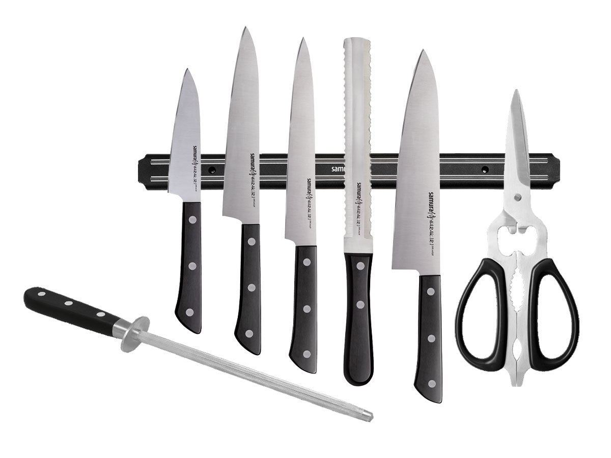 Samura Harakiri Super SET8PZ(5COLTELLI-FORBICE-ACCIARINO-SUPPORTO)Black SHR-280B