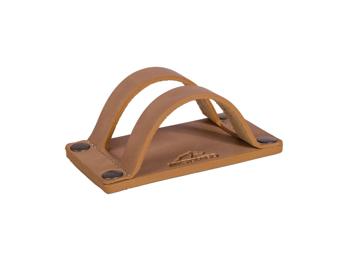 Portabiglietti da visita Mestango 2222 in cuoio beige artigianale, 9x5x4h cm